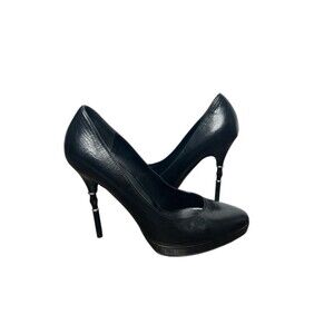 Gucci Bamboo Heel Black Leather Pumps Stiletto Classic Luxury Size 37.5